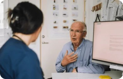 old patient giving brief