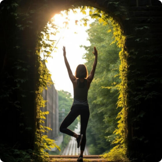 woman standing in a green environment